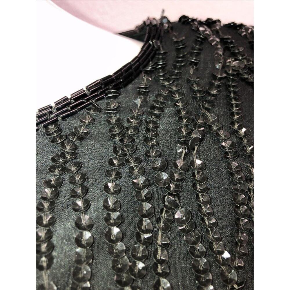 NWT Stenay Black Short Sleeve Sequins & Beads Silk Dress Sz 10 Bust 38" NEW - Picture 7 of 10